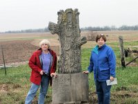 2003040019 Becky & Betty McLaughlin at Grave Marker of Augus : Becky Dexter,Betty Hagberg