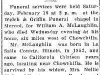 1932021001a Wiiliam A McLaughlin - Obituary - Merced CA - Feb 15 1932