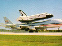 Space Shuttle Columbia - Atop a Modified 747 arriving at KSC